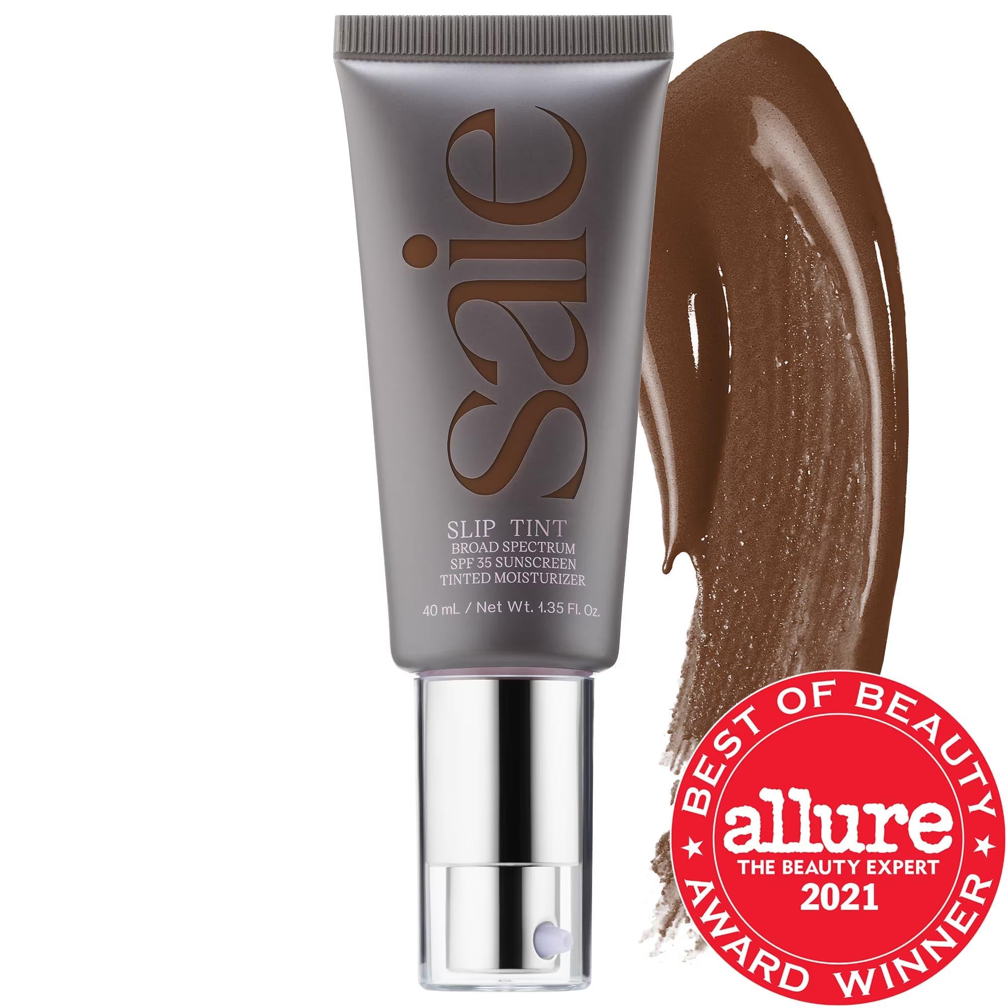 Saie Slip Tint - Lightweight Tinted Moisturizer with Mineral Zinc SPF 35, Hyaluronic Acid & Licorice Root Extract