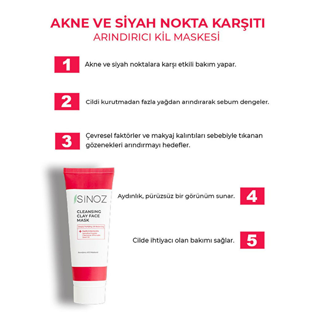 Sinoz Acne & Blackhead Purifying Facial Mask: Deep Pore Cleansing, Oil Control, and Natural Extracts for Clearer Skin
