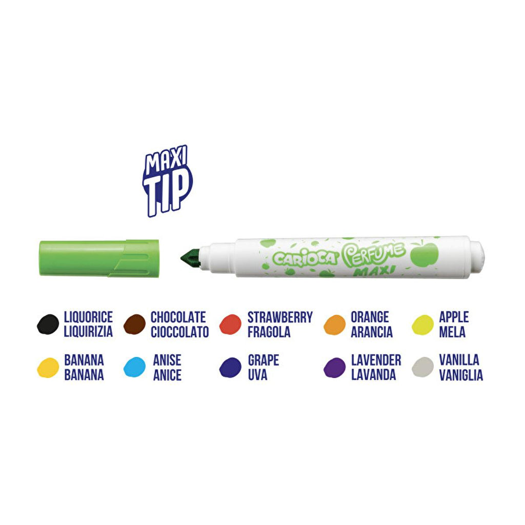 Carioca Scented Markers, 10-Pack Non-Toxic Art Supplies for Kids - Washable Fragranced Drawing Tools