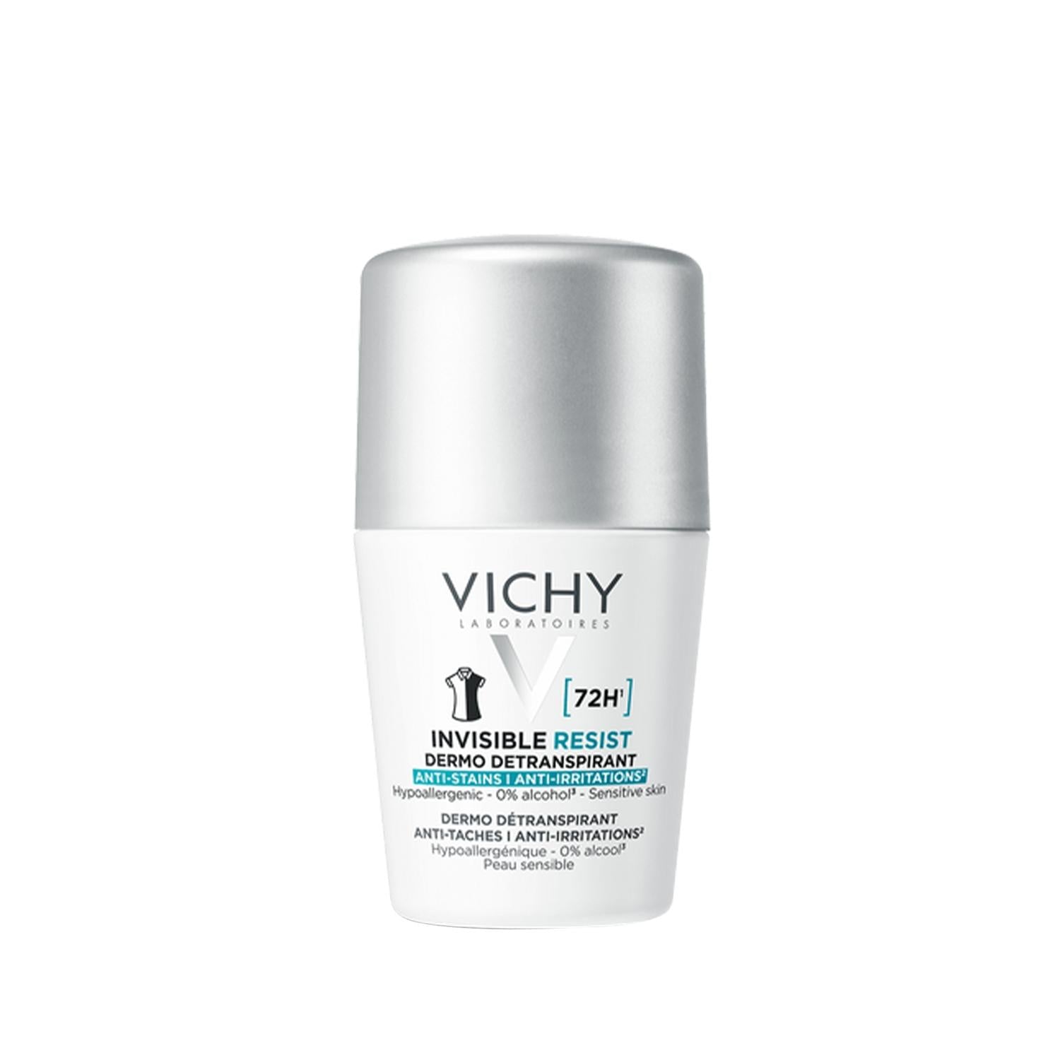 Vichy Invisible Resist Roll-on Deodorant for Women - 50ml, Non-Staining & Effective