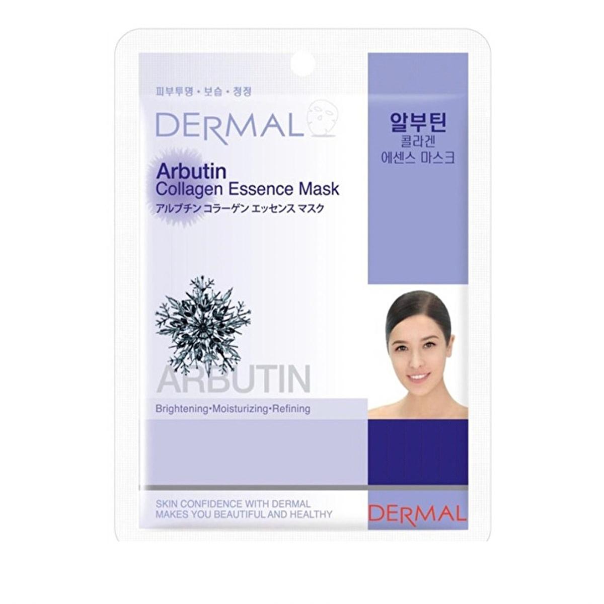 Dermal - Arbutin Collagen Face Mask for Brightening & Nourishment - 100% Cotton, Vitamin E, Easy Application