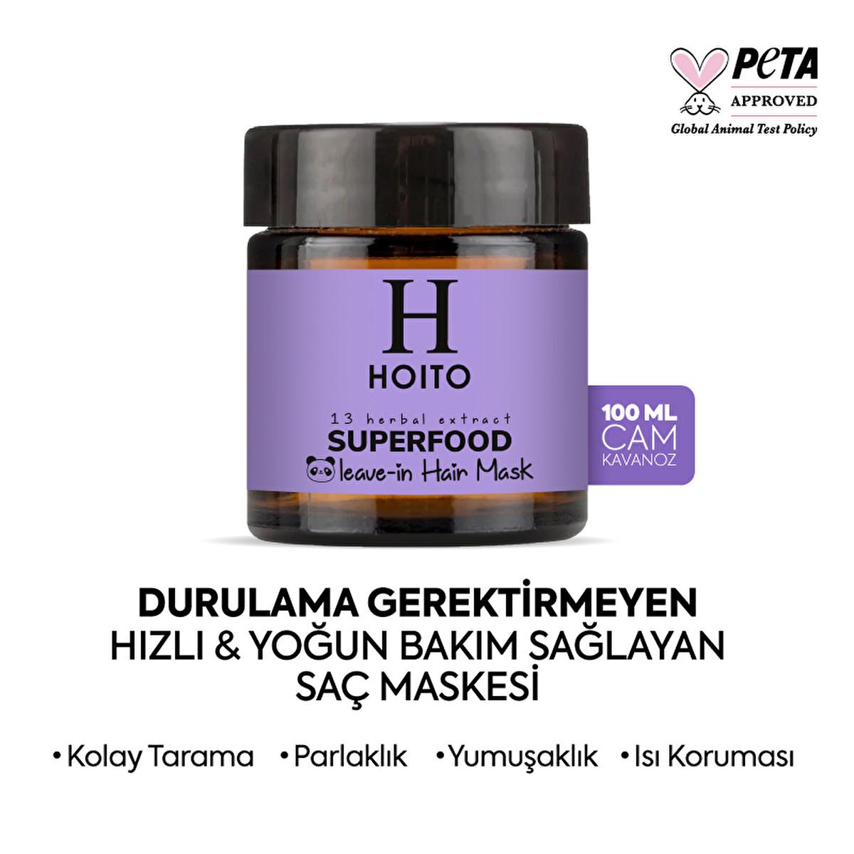 Hoito Superfood Leave-In Hair Mask: Repair, Protect & Detangle Damaged Hair - Anti-Frizz, Heat & Color Safe Treatment (3.38 fl oz)