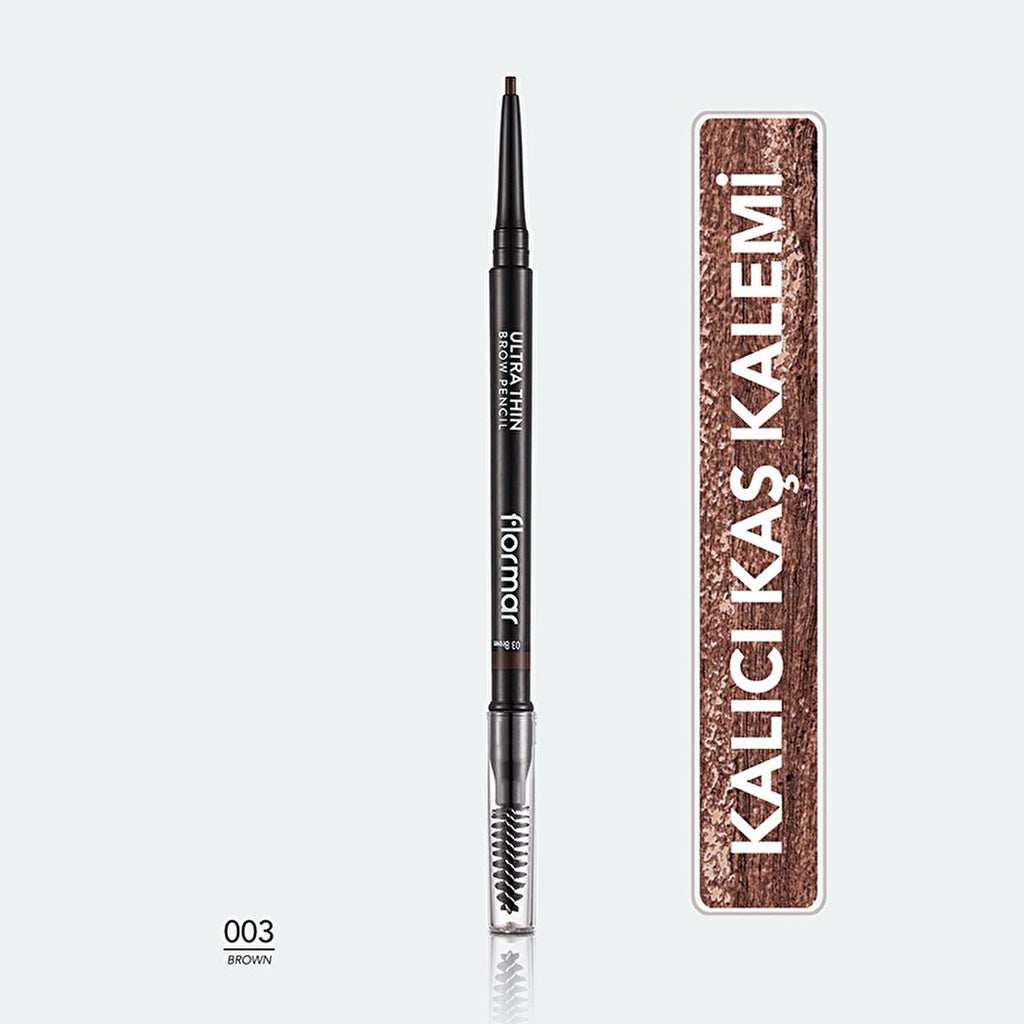 Flormar Ultra Thin Eyebrow Pencil - Waterproof, Long-Lasting, Precision Tip & Brow Brush - Eyebrow Makeup for Natural Look