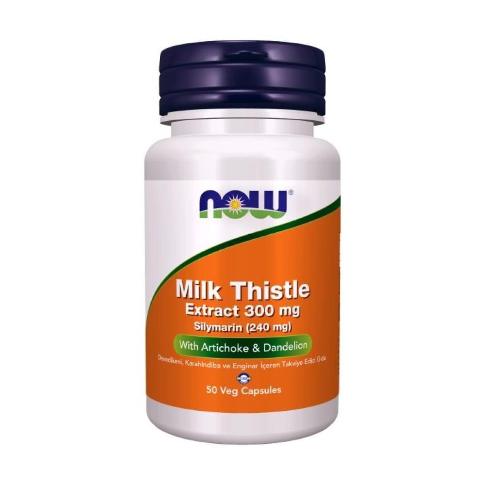 Now Milk Thistle 300mg - Liver Support Supplement with Dandelion & Artichoke - Herbal Detox & Cleanse - 50 Capsules