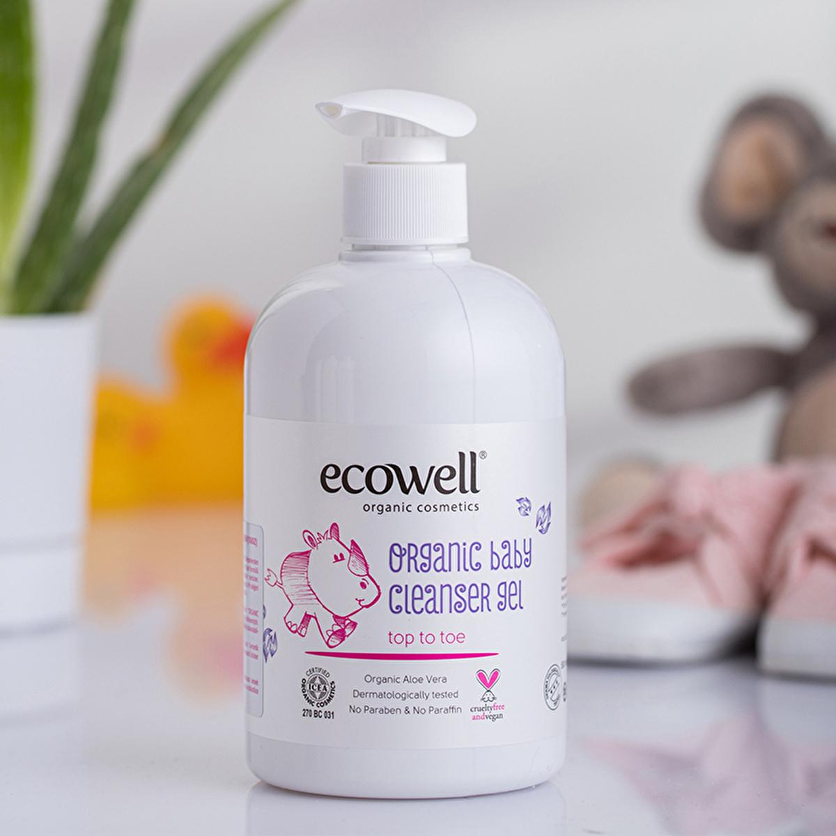 Ecowell Organic Baby Cleansing Gel - Gentle, Natural, Vegan & Chemical-Free for Baby's Sensitive Skin