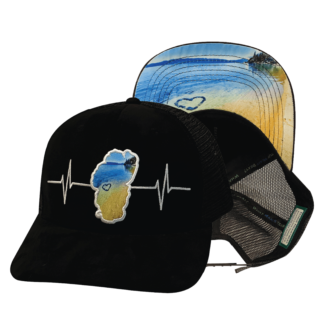 The Heartbeat Brand Tahoe Baseball Hat — Suede Black / Bliss — main product shot
