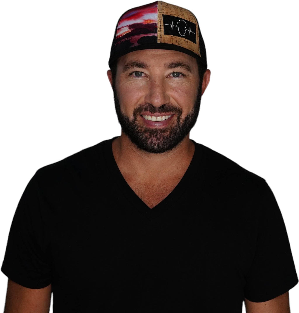 Tahoe Hat - Baseball Hat Fit - Cork Hybrid - Summer Sunset - Trucker Mesh