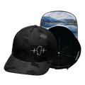 The Heartbeat Brand Tahoe Baseball Hat — Black Camo / Black — main product shot