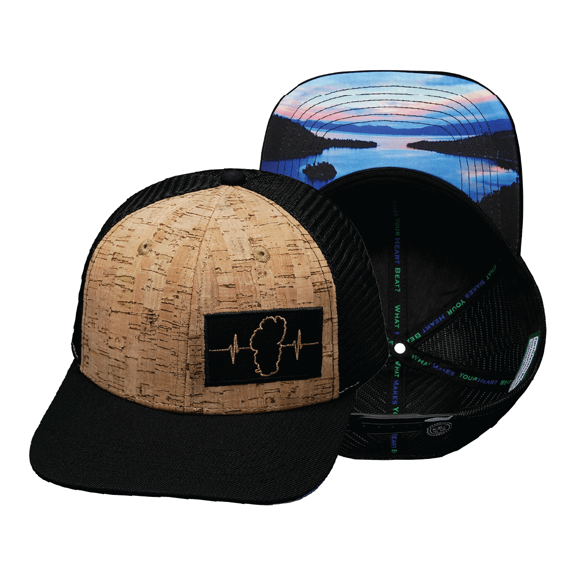 Tahoe Hat - Baseball Hat Fit - Cork - Black - Trucker Mesh