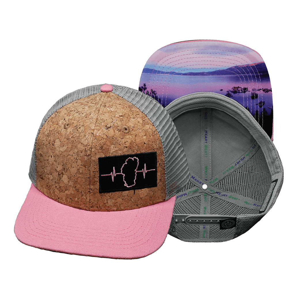 Tahoe Hat - Baseball Hat Fit - Cork - Pink / Gray - Trucker Mesh