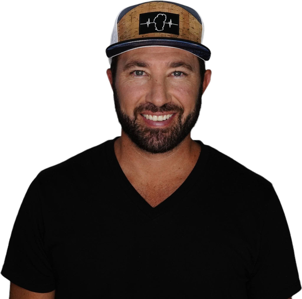 The Heartbeat Brand Tahoe Hat - Flat Bill - Cork - Black / Navy / White - Jersey Mesh — Black detail