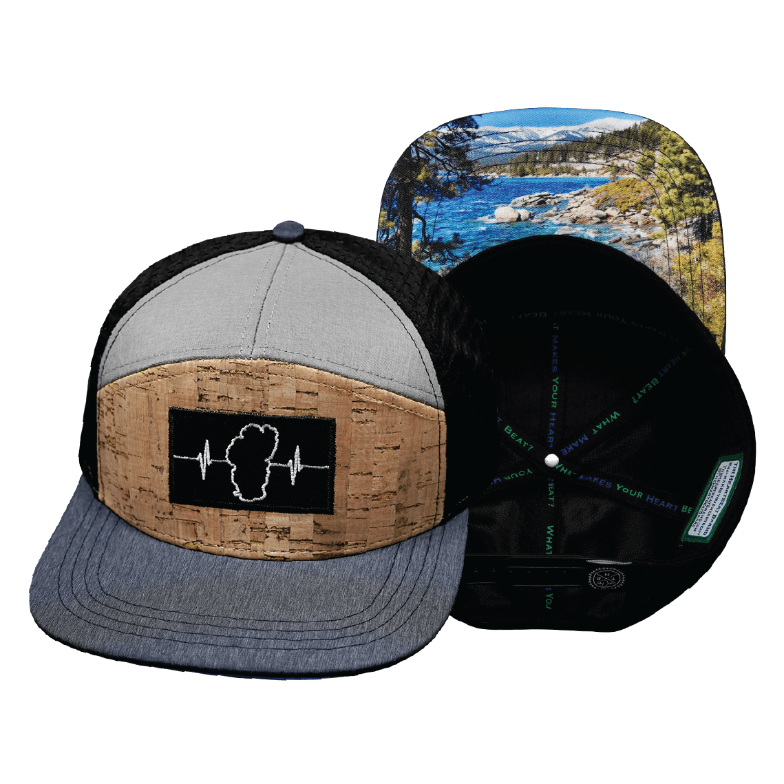 Tahoe Hat - Flat Bill - Cork - Navy / Gray / Black - Jersey Mesh