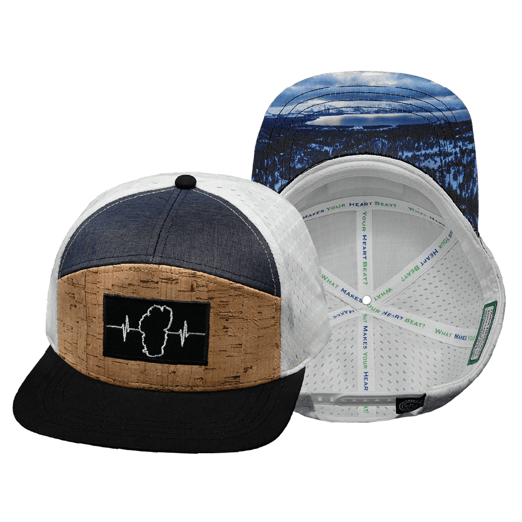 The Heartbeat Brand Tahoe Hat - Flat Bill - Cork - Black / Navy / White - Jersey Mesh — main product shot
