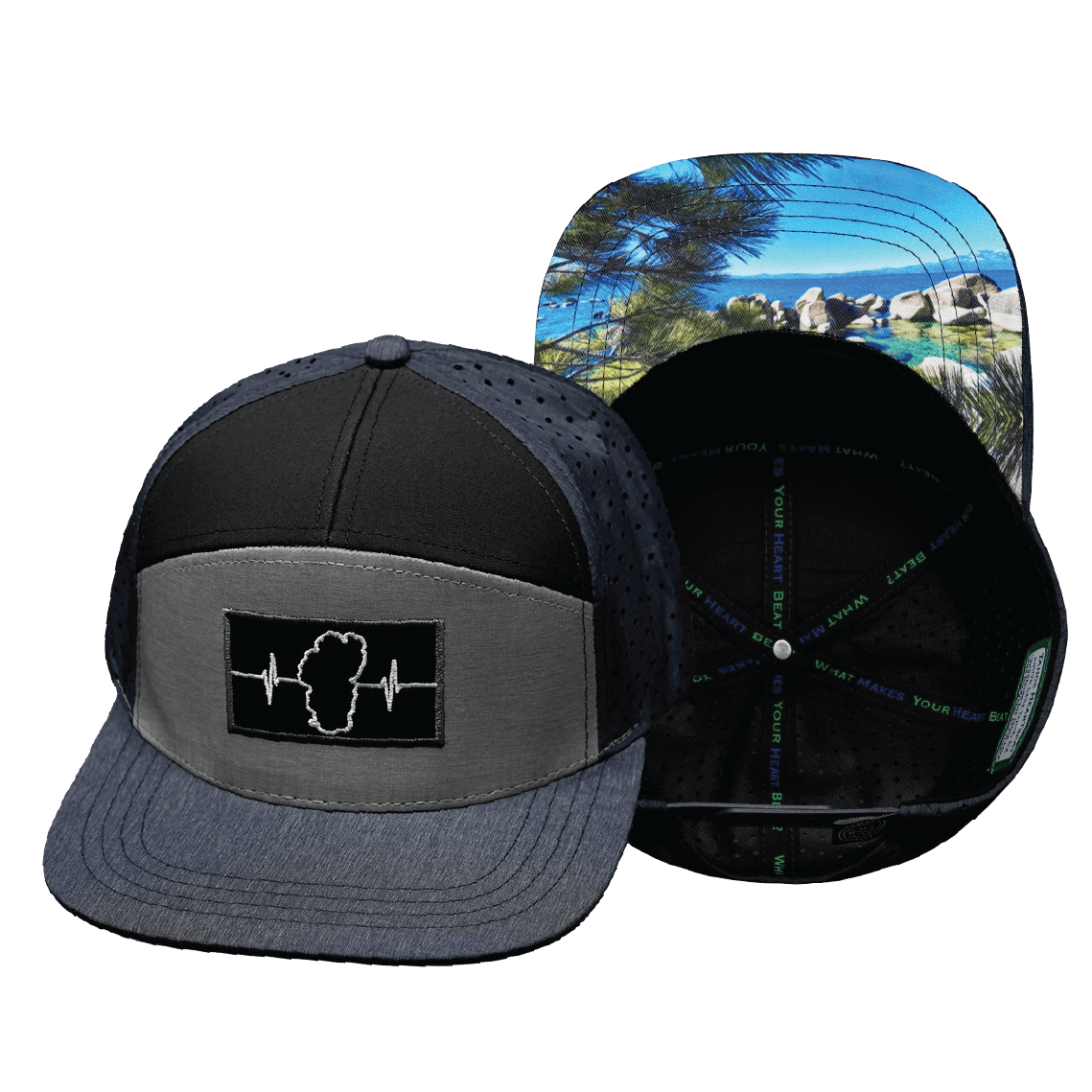 Tahoe Hat - Flat Bill - Navy / Gray / Black - Laser Mesh