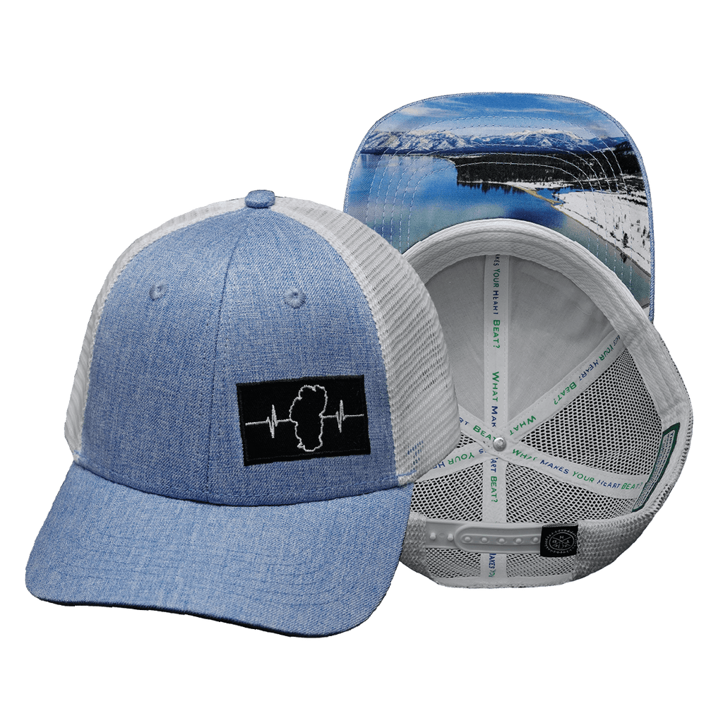 The Heartbeat Brand Tahoe Hat - Low Profile - Light Blue / White - Trucker Mesh — main product shot