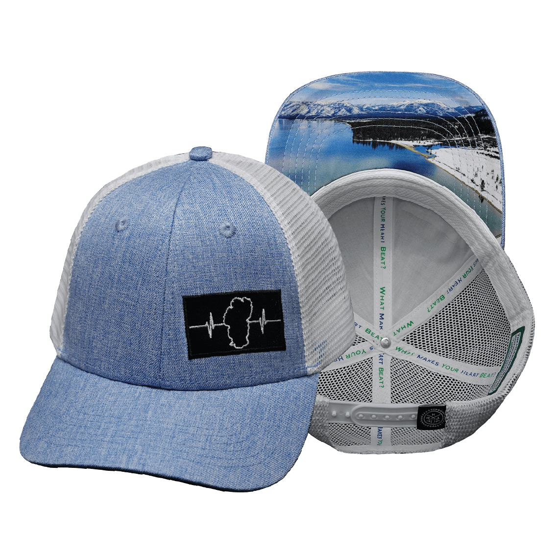 The Heartbeat Brand Tahoe Hat - Low Profile - Light Blue / White - Trucker Mesh — main product shot