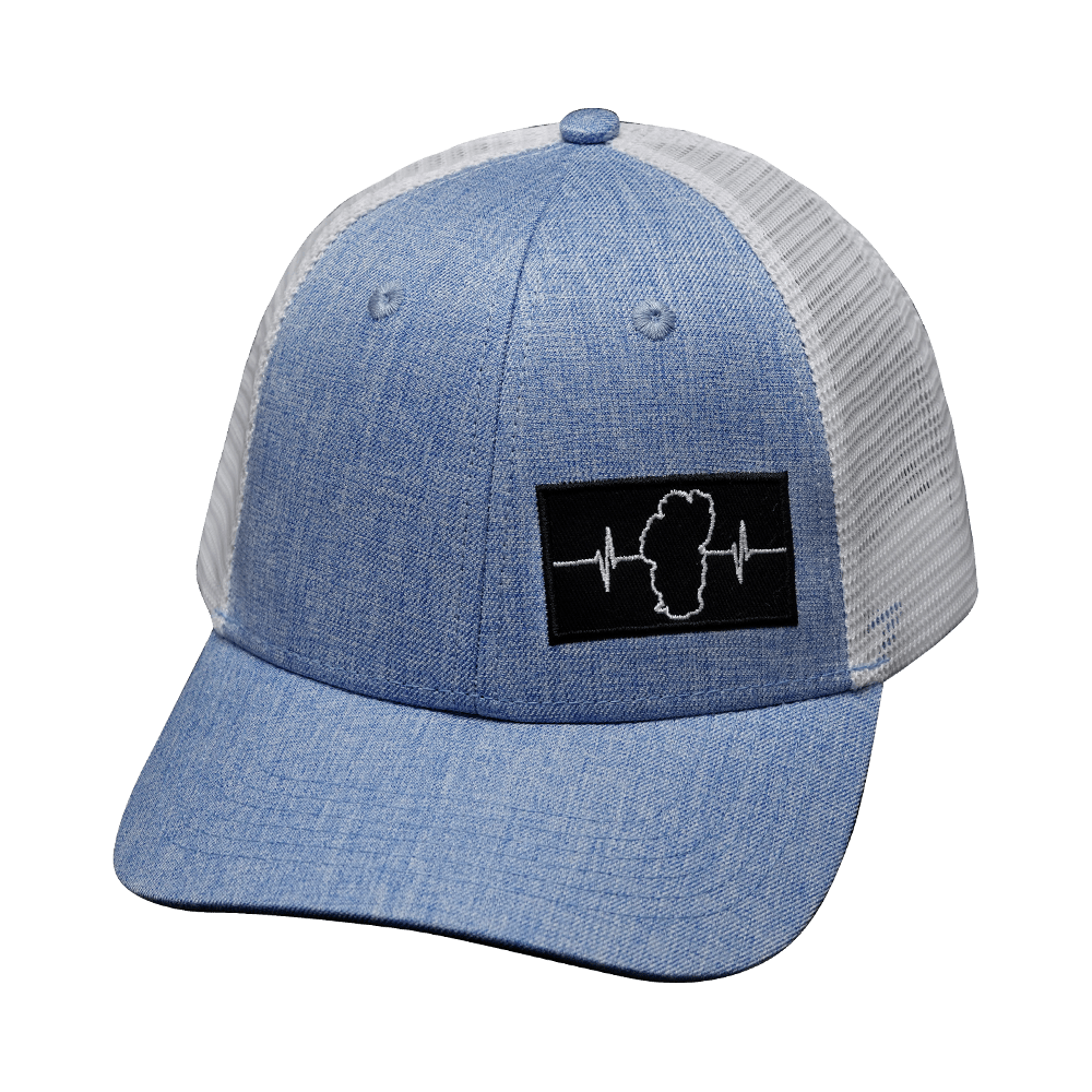 The Heartbeat Brand Tahoe Hat - Low Profile - Light Blue / White - Trucker Mesh — back view