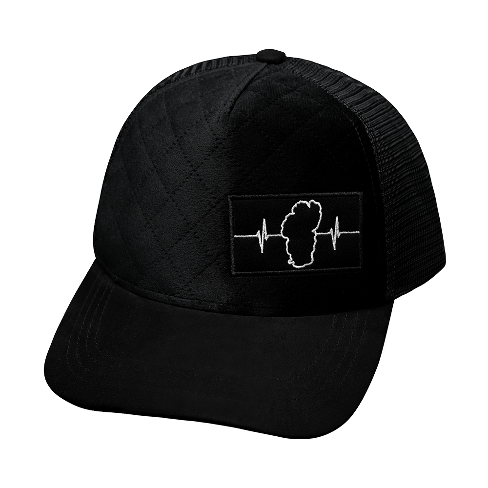Tahoe Hat - Trucker Hat - Quilted Velvet - Black - Trucker Mesh