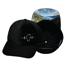 Tahoe Hat - Trucker Hat - Quilted Velvet - Black - Trucker Mesh