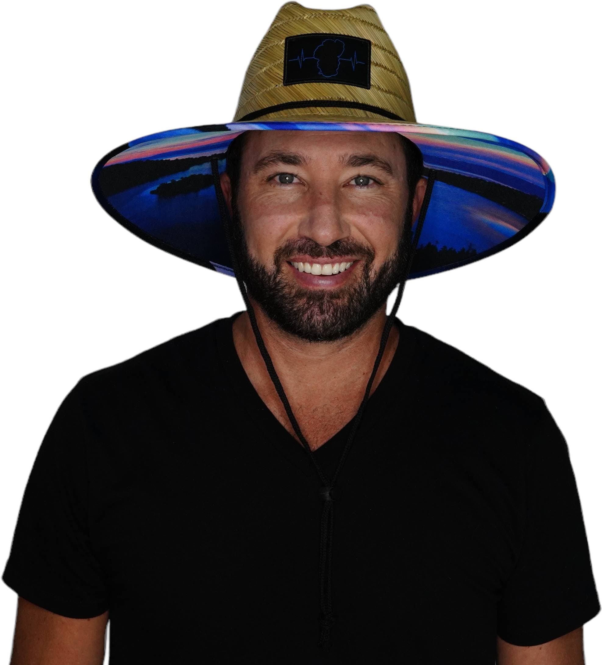 The Heartbeat Brand Tahoe Straw - Sun Hat - Emerald Bay Sunrise — detail close-up