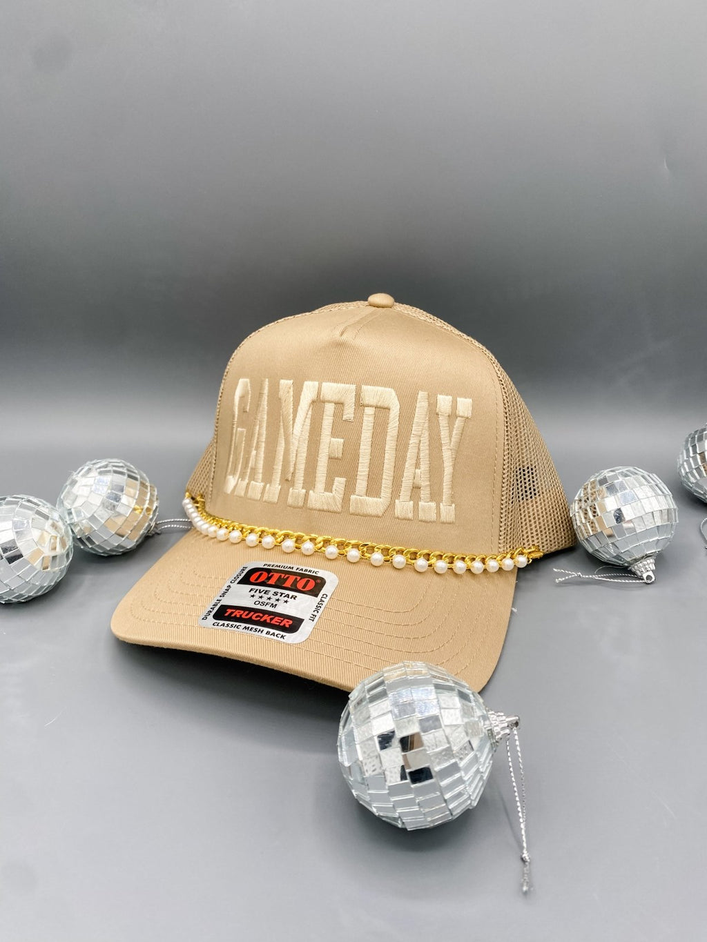Coco & Rho Tan Gameday - Trucker Hat — detail close-up