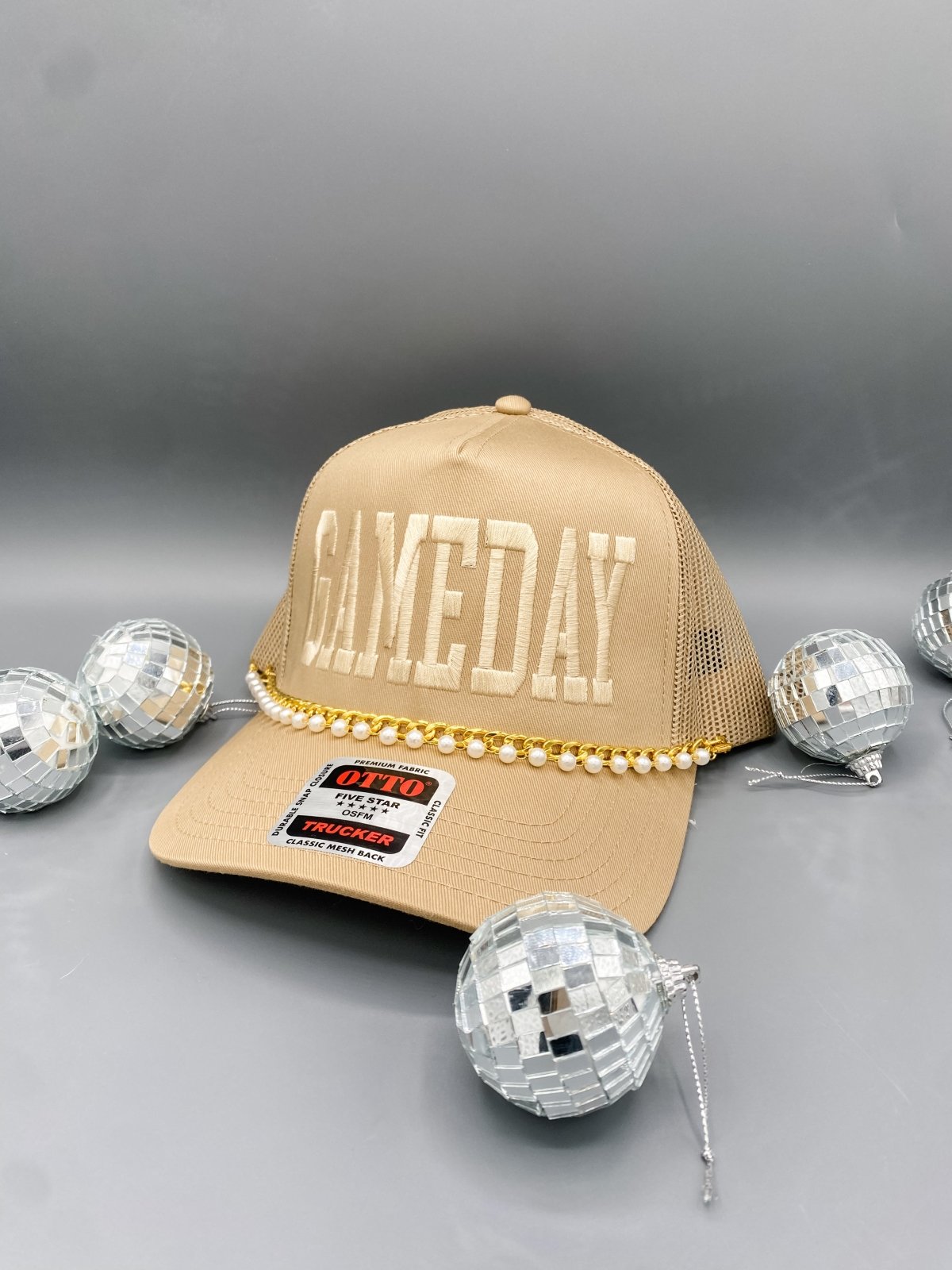 Coco & Rho Tan Gameday - Trucker Hat — detail close-up