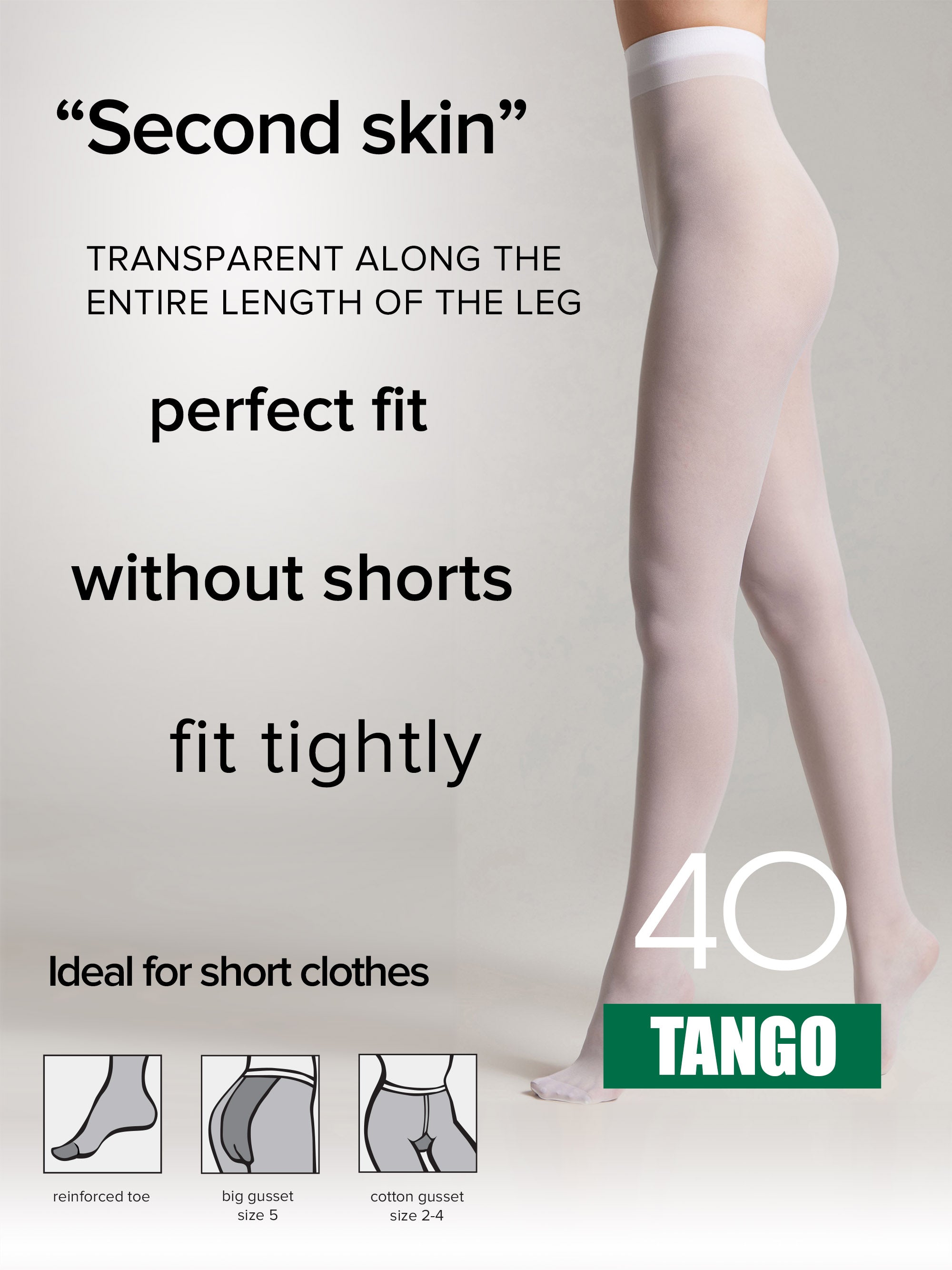 TheRanok.com Tights Conte Tango 40 Den - Sheer to Waist Satin Shine — size reference