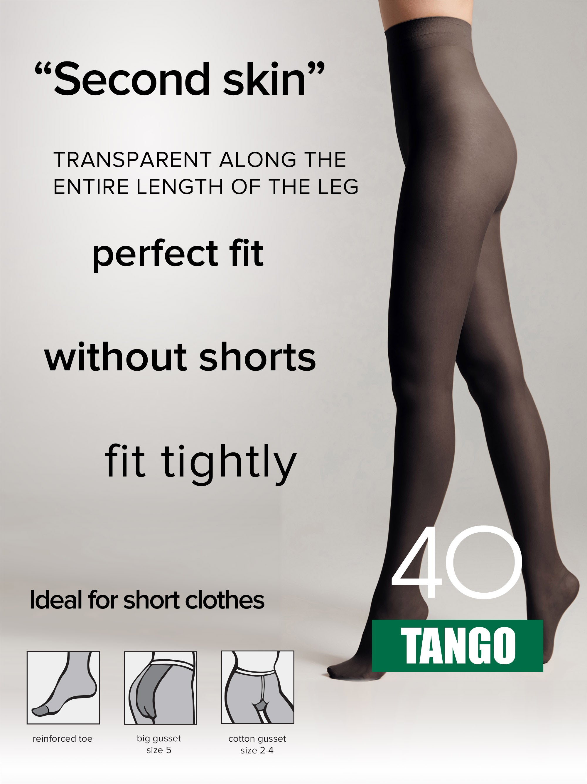 TheRanok.com Tights Conte Tango 40 Den - Sheer to Waist Satin Shine — detail close-up