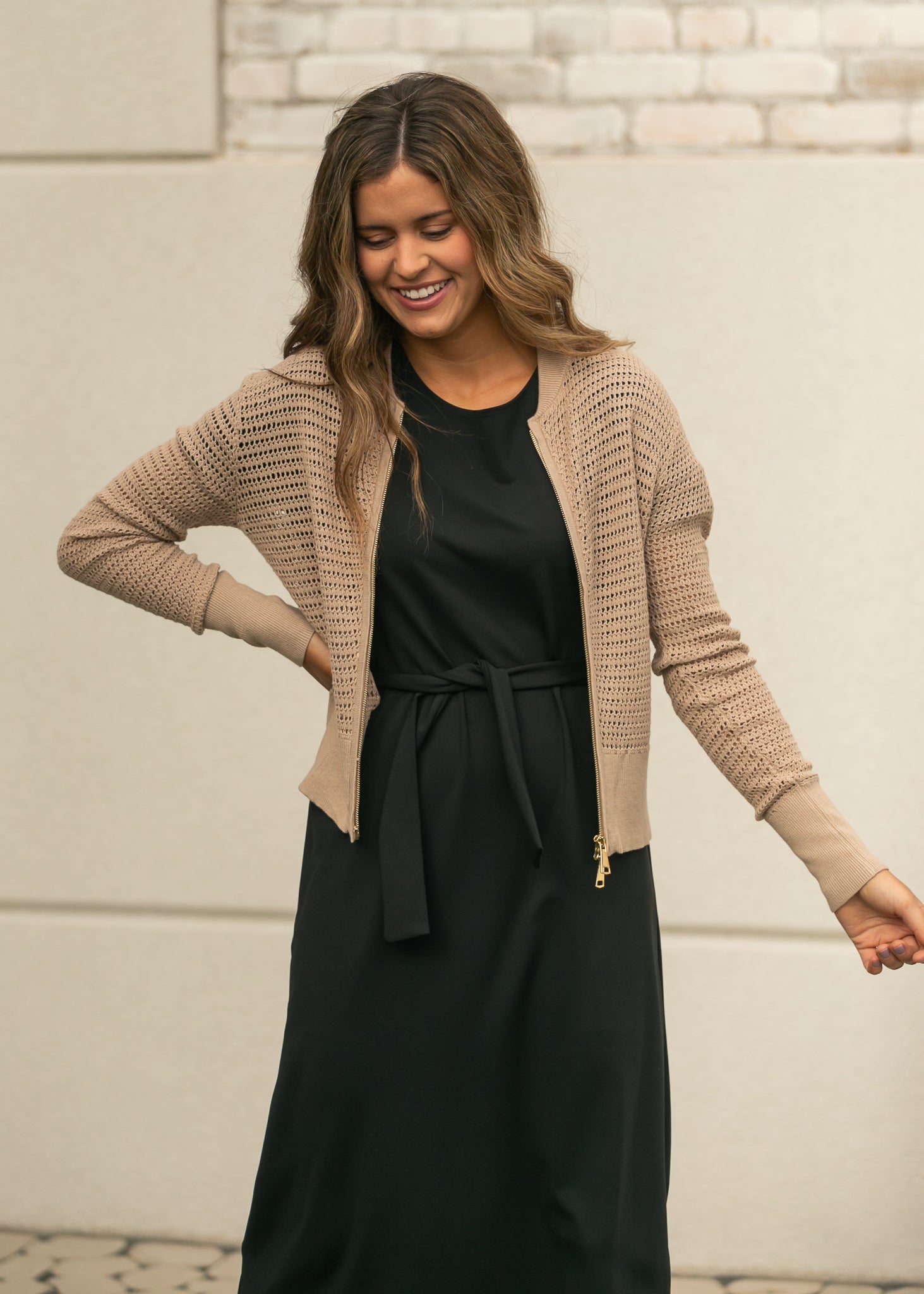 Inherit Co. Tate Crochet Open Knit Cardigan — side view