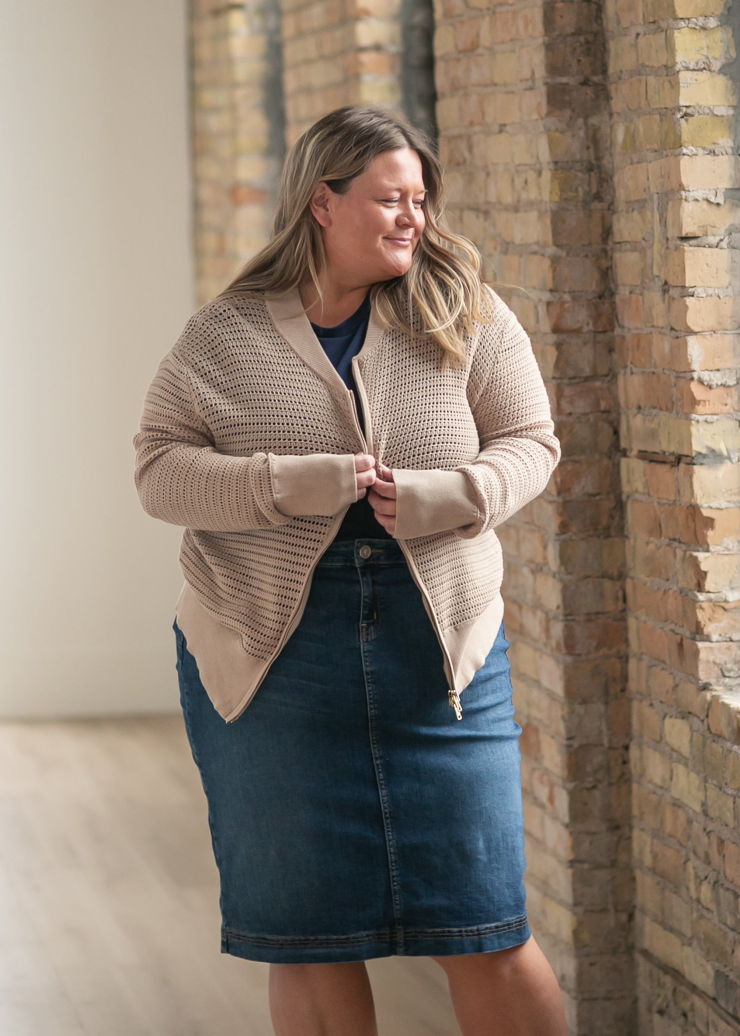 Inherit Co. Tate Crochet Open Knit Cardigan — detail close-up
