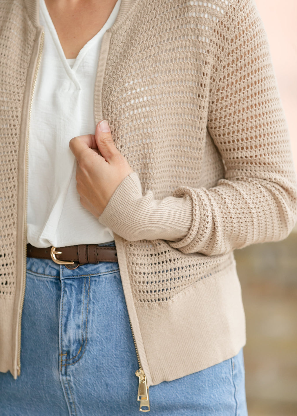 Inherit Co. Tate Crochet Open Knit Cardigan — lifestyle context