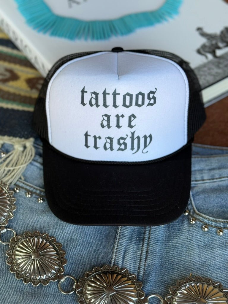 Wild Junkie Tattoos Are Trashy Trucker Hat — construction detail