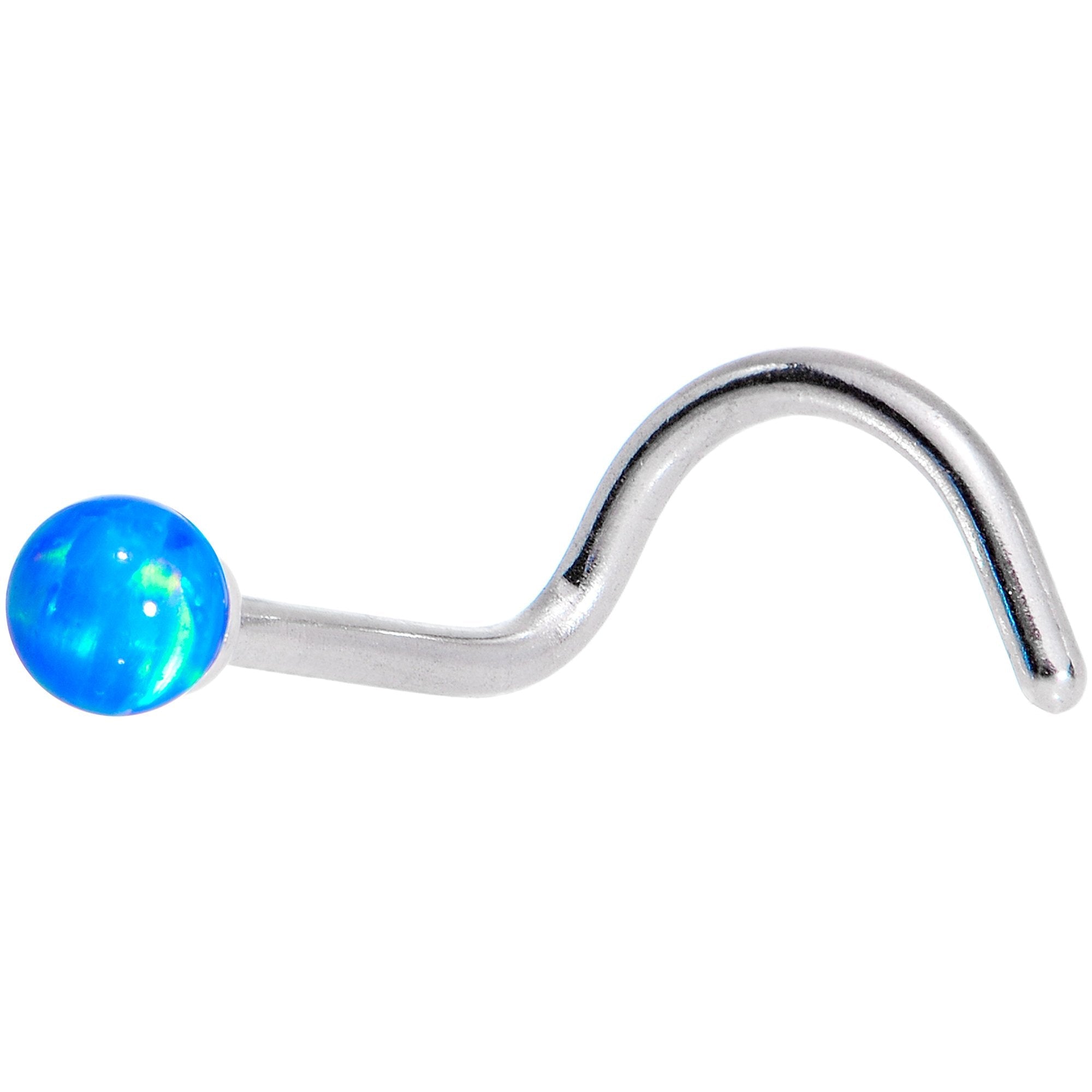 BodyCandy Blue 2.5mm Synthetic Opal Ball Left Nose Screw — main product shot