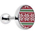BodyCandy 16G 1/4 Red Green Christmas Sweater Tragus Cartilage Earring — main product shot