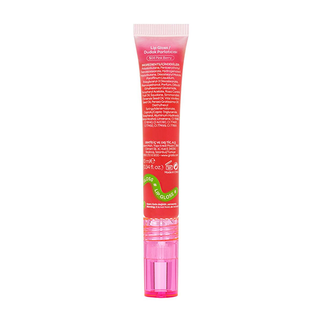 Beaulis Fun Juicy Drink Pink Berry Lip Gloss: Shiny, Moisturizing, Non-Sticky for Glossy Lips