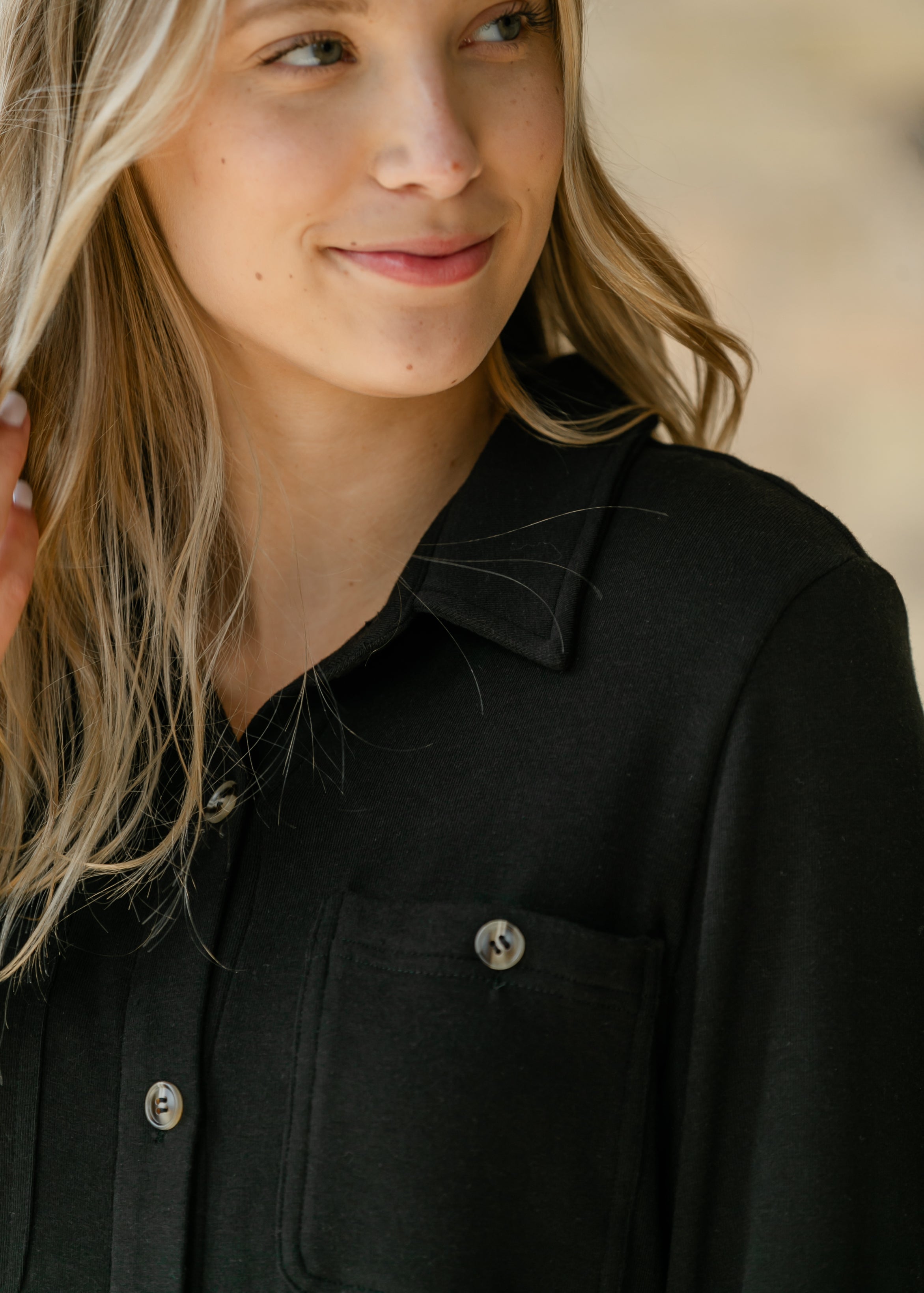 Inherit Co. Teagan Black Ultra Soft Shirt Dress - FINAL SALE — feature highlight