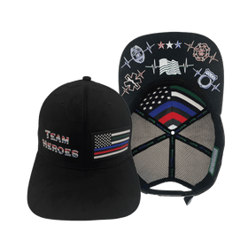 Team Heroes Hat - Baseball Hat Fit - Suede - Black - Trucker Mesh