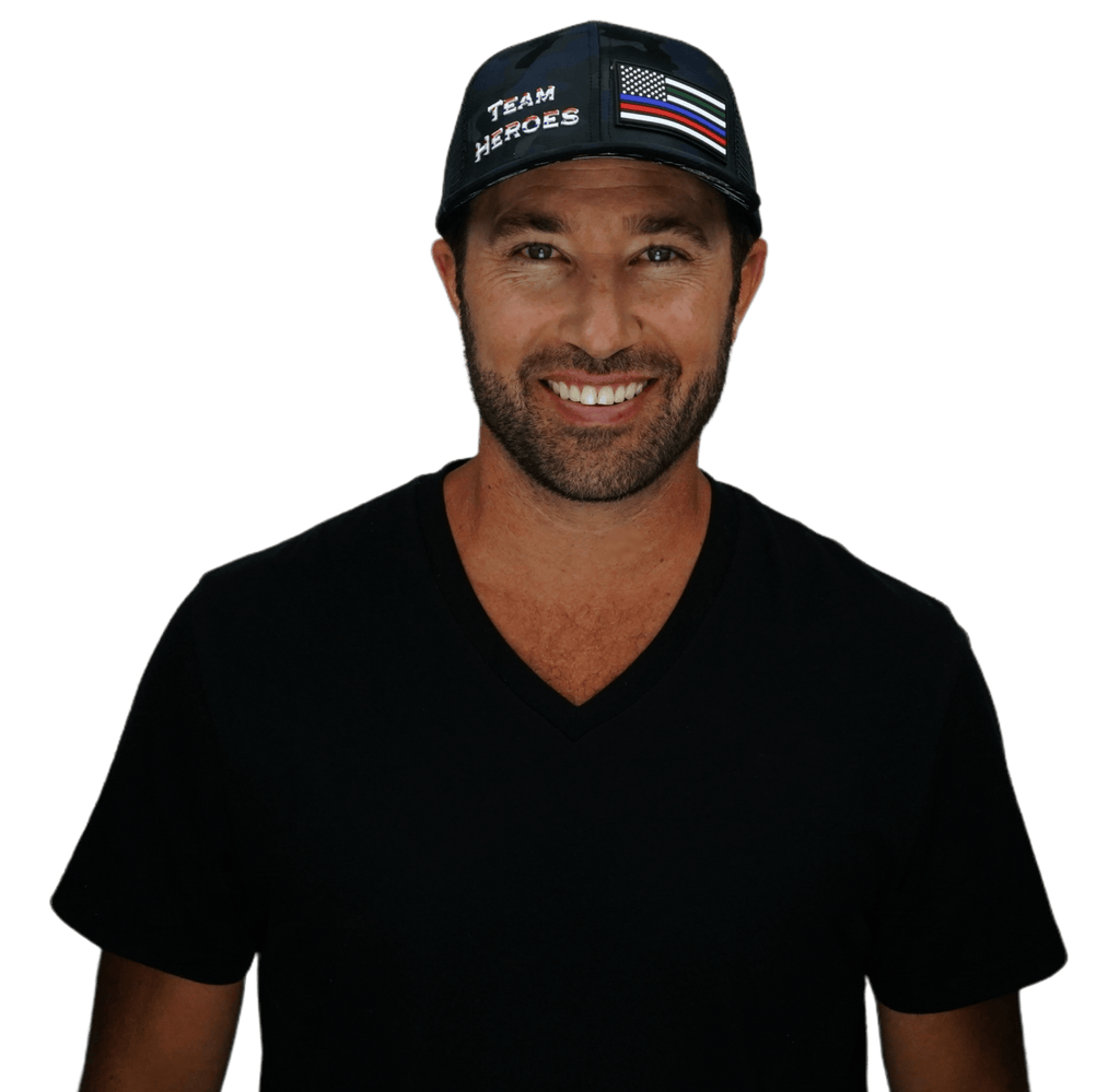 Team Heroes Hat - Baseball Hat Fit - Navy Camo / Black - Trucker Mesh