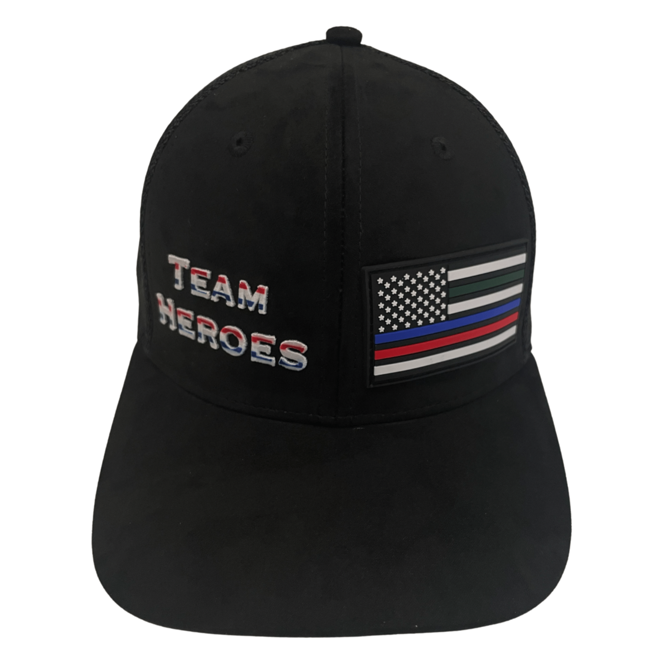 Team Heroes Hat - Baseball Hat Fit - Suede - Black - Trucker Mesh