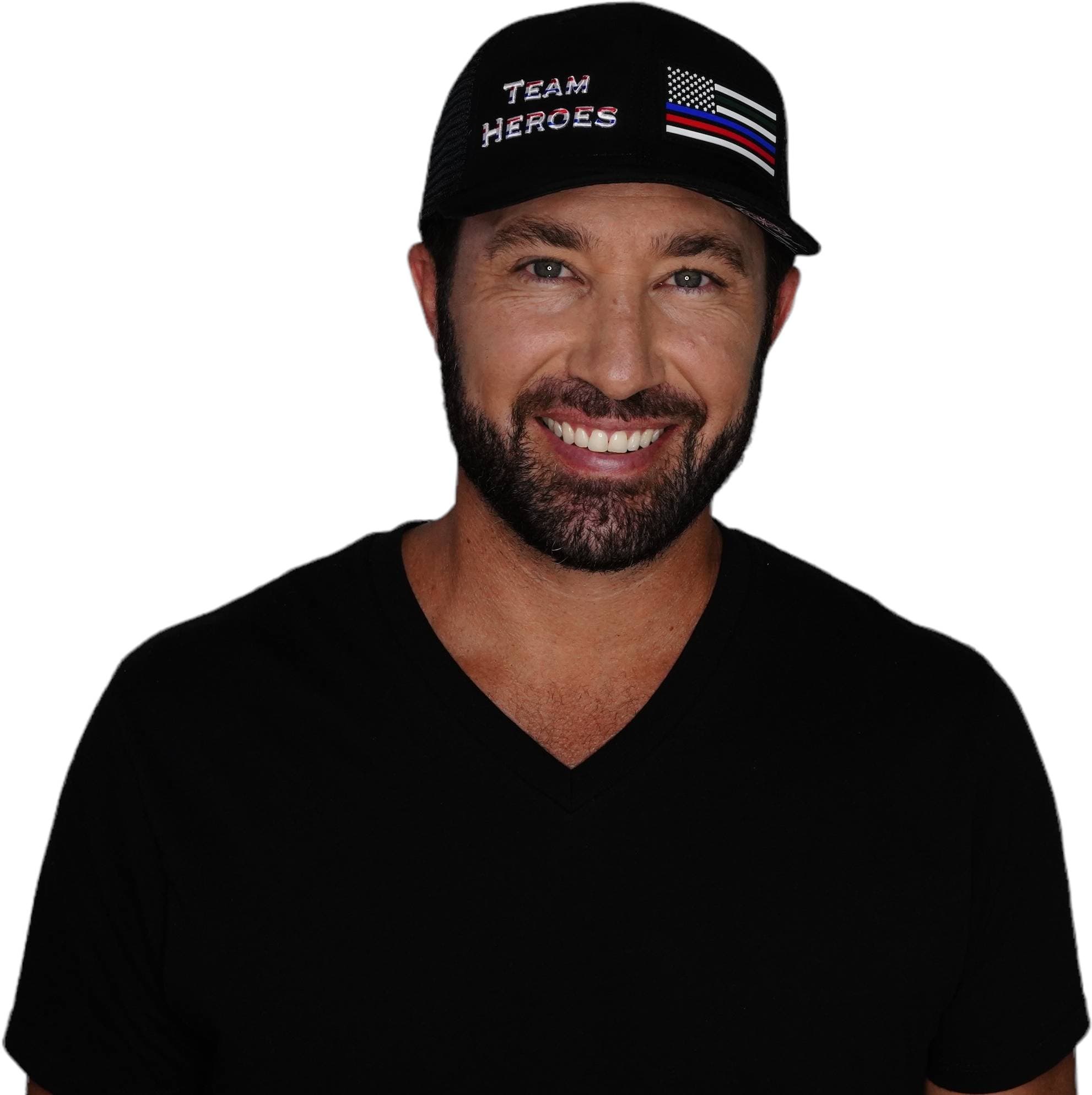 Team Heroes Hat - Baseball Hat Fit - Suede - Black - Trucker Mesh