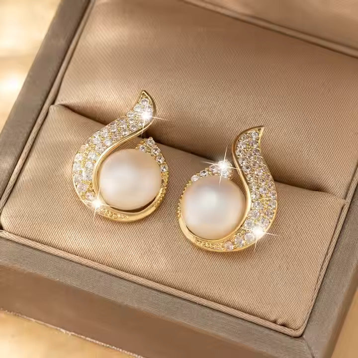 SORI STYLE Elegant Teardrop Stud Pearl Earrings — lifestyle context