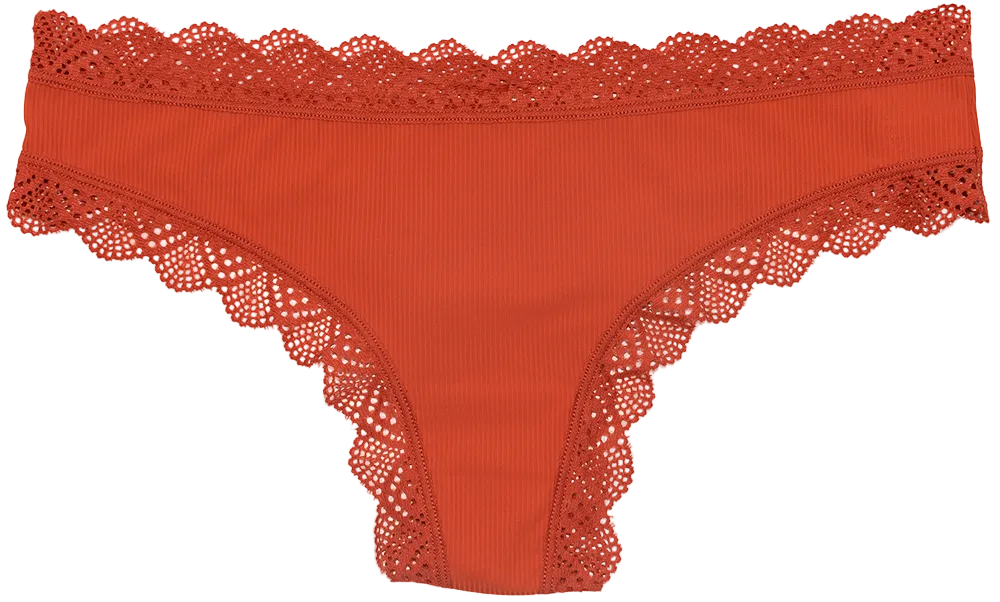 Love Libby Panties Pretty Red Lace-Trim Thong – Silky & Flattering S–XL — main product shot