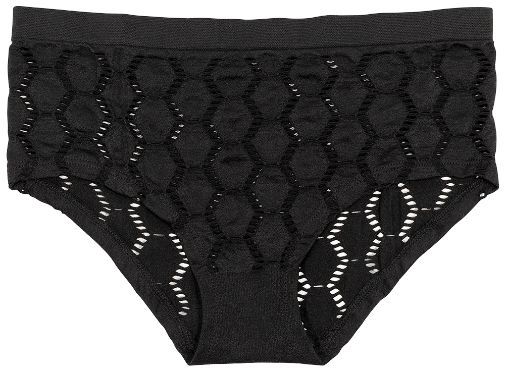 Love Libby Panties Peek-A-Boo Jacquard Seamless Boyshort in Black or Peach — alternative angle