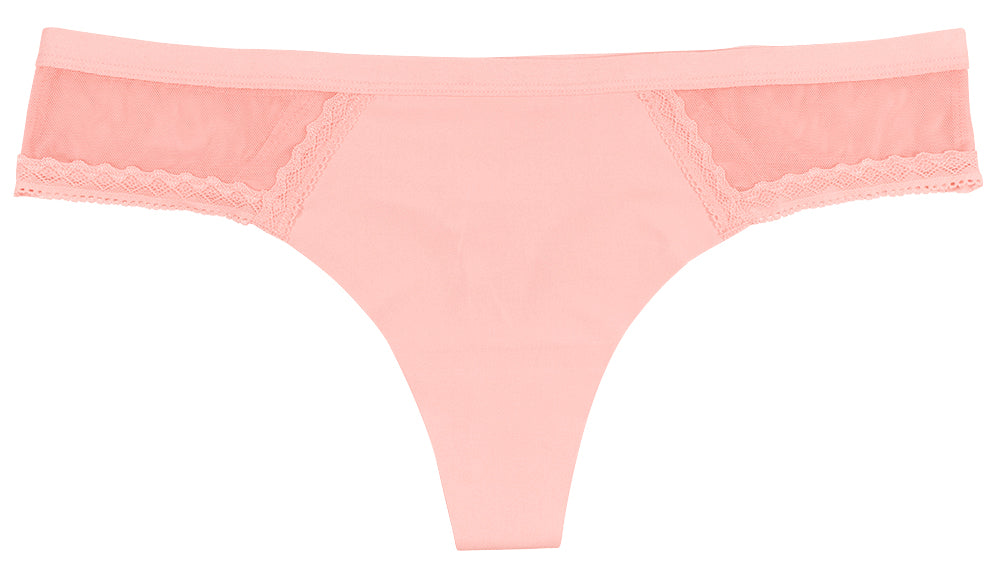Love Libby Panties Pink Laser Cut Thong With Mesh and Lace — main product shot