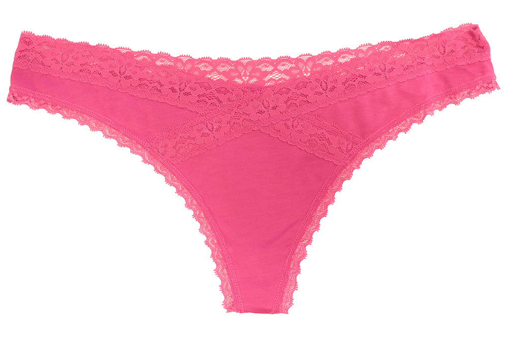 Love Libby Panties Modal Thong featuring Crossed Lace Trim — main product shot