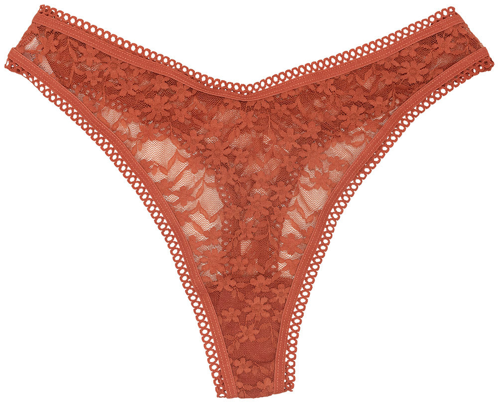 Love Libby Panties High Leg Daisy Lace Thong with Picot Trim — back view