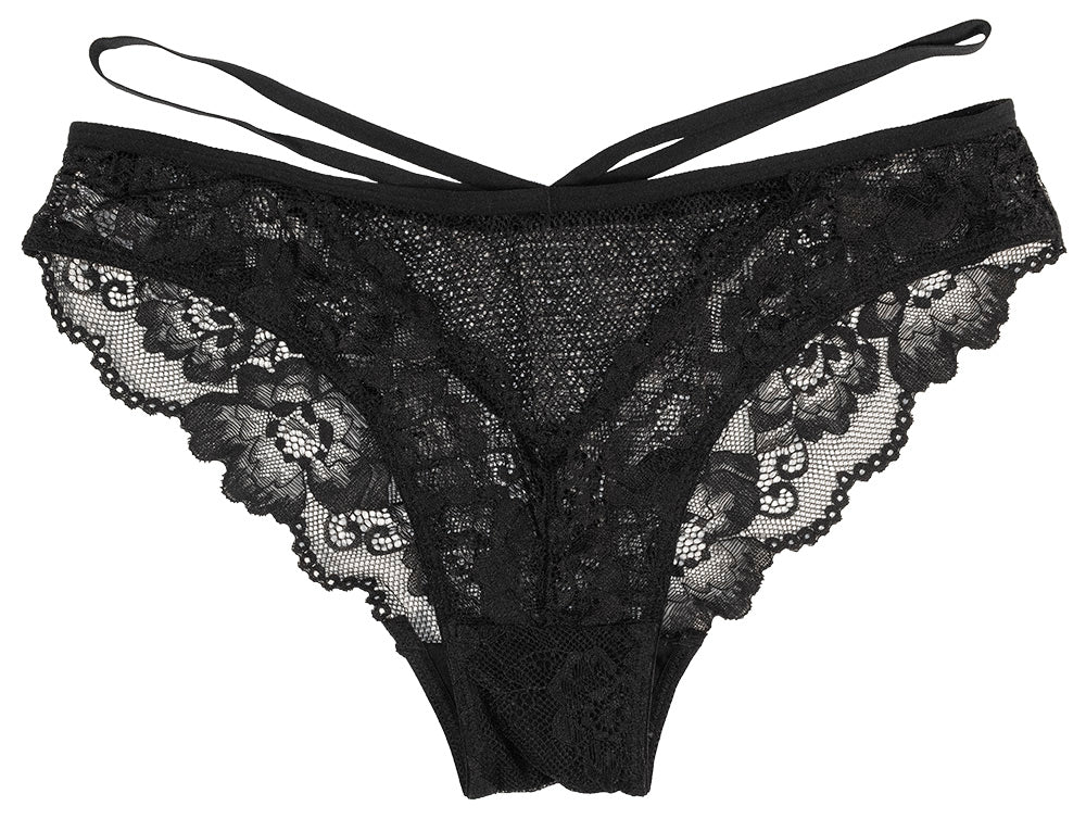 Love Libby Panties Strappy Floral Lace and Mesh Cheeky — back view