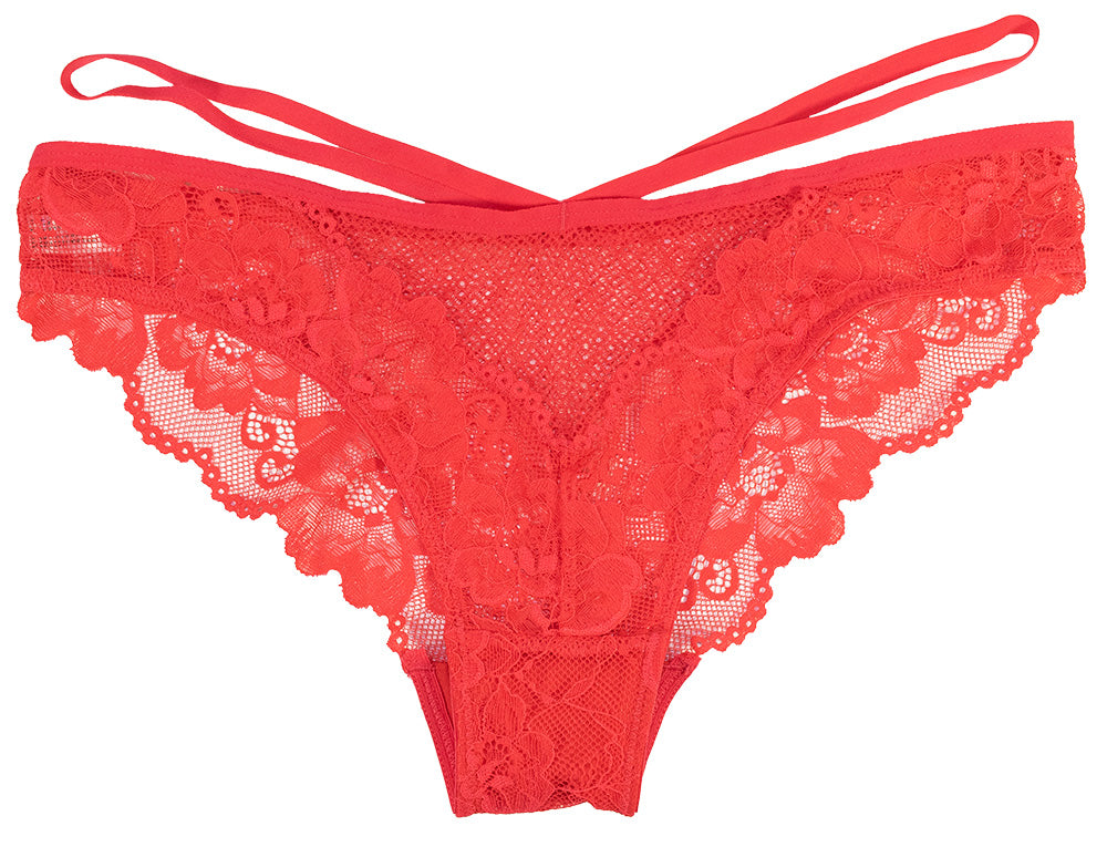 Love Libby Panties Strappy Floral Lace and Mesh Cheeky — main product shot