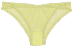 Flocked Polka Dot Mesh Cheeky with Lace Details