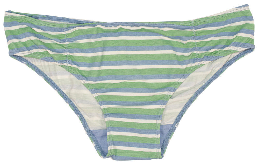 Love Libby Panties Blue and Green Striped Modal Bikini with Ruching — main product shot
